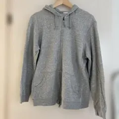 レディース　グレー フード付き ジップアップパーカー　Lサイズ