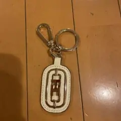 トミーヒルフィガー　ホワイトレザー キーホルダー
