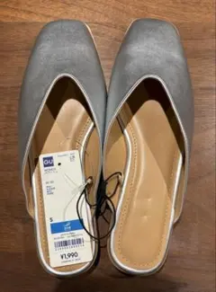 GU シルバー オープントゥミュール Sサイズ