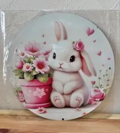 ブリキ看板　ガーデンプレート　ウェルカムプレート　インテリアプレート　うさぎ