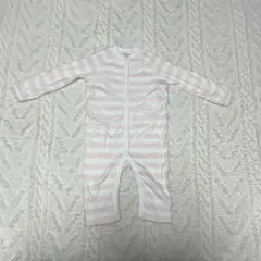 【美品】Ralph Lauren ピンクストライプロンパース 9M 75