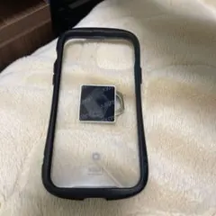 iFace ソフトケース クリア ブラック リングスタンド付き