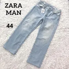 【ZARA】ザラ　アンクルストレートフィット デニムパンツ　44ライトブルー