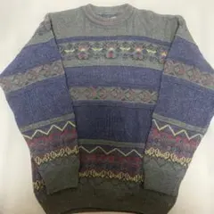 90's 90年代 ニット イタリア カーキー 短丈 Lサイズ