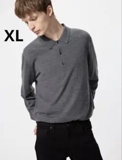 UNIQLO メリノニットポロセーター　グレー XL
