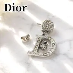 Christian Diorディオール Dロゴ ラインストーン ピアス シルバーのサムネイル