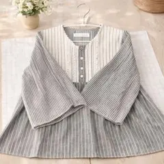 TORI-TO × BEAMS BOY ストライプ　切替　チュニック コットンのサムネイル