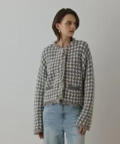 【グレースコンチネンタル】 ツイードニットショートカーディガン