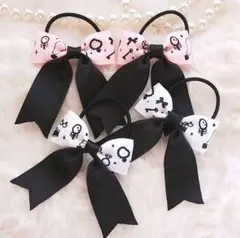 (219)リボン 4点セット ヘアゴム♡ ハンドメイド ピンク 白 姫