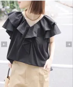 relume ブラック フリル 半袖トップス