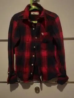 アバクロ　キッズ　ネルシャツ赤xネイビー9/10 135-145cm