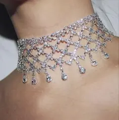 シルバー チョーカー 社交ダンス ベリーダンス ネックレス パーティー 豪華