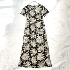 ローラアシュレイ 美ライン 花柄 ワンピース ロング丈 総柄 レーヨン S相当