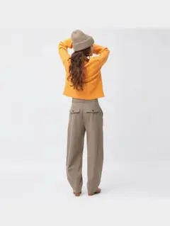 GU ジーユー　ブラッシュドジャージーコクーンパンツQ　ブラウン　ベージュ　XL