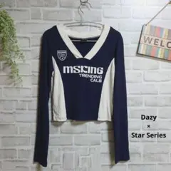 Dazy×Star Series リブカットソー ロゴ ショート丈 大人可愛い