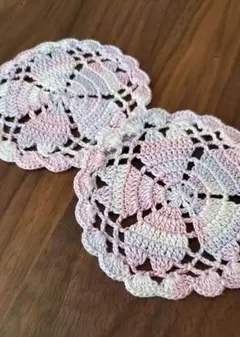 ハンドメイドさくらコースター２枚セット