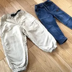 春パンツ2枚　ベージュ カーゴパンツ &デニムパンツウエストゴム ポケット付き