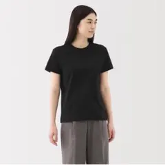 無印　　婦人天竺編みクルーネック半袖Tシャツ　M