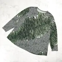 バレンザスポーツ レオパード柄ストレッチカットソー 緑 F*BD1001