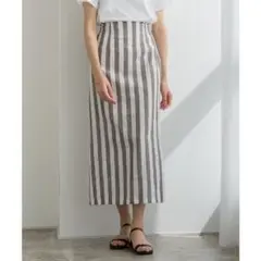 【未使用】マーベラスバイピエロ　麻混ストライプロングスカート L 夏
