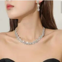 A2点セット ジルコニア ピアス (イヤリング) ネックレス 結婚式