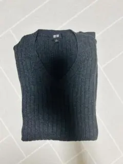 ユニクロ　コットンカシミヤリブVネックセーター