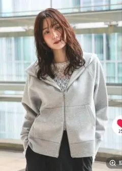 グローバルワーク ダンボールジップパーカー グレー