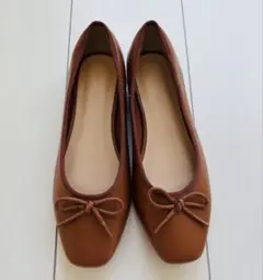 Sonny labelブラウンリボン付きフラットシューズ　レディース23.５cm