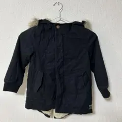 黒いファー付き中綿コート 110cm