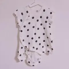 ベビー服 ホワイト 花柄 ロンパース 60