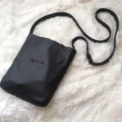 極美品♡アニエスベー ペーター レザーサコッシュ ショルダーバッグ 本革 黒