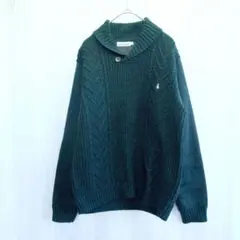 ハッシュパピーズ トレーナー ニット セーター ワンポイント グリーン M