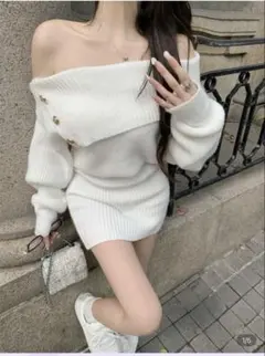 SHEIN オフショルダー ニットワンピ
