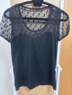 フロッキーシアードットトップス ドット　シースルー　カットソー　トップス