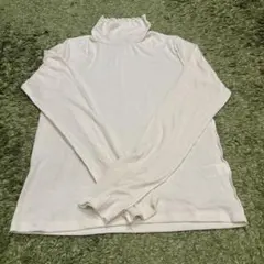 GUリブ編み ホワイト タートルネック 長袖