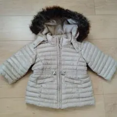 ベビーギャップ　ベージュ キルティングジャケット ファー付　80cm　ジャンバー