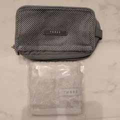 THREE ポーチ タオル セット グレー　ノベルティのサムネイル