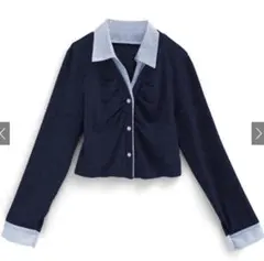 GRL シャツレイヤード風ショート丈トップス[dk1355]