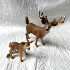 シュライヒ Schleich 動物フィギュア　オジロジカ(オス)と仔　2体セット