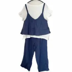 韓国購入 セットアップ 3点 ブルー 可愛い M 未使用 7分丈 重ね着  韓国