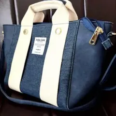 新品未使用　Jolie Joli ネイビー　デニム　トートバッグ　ショルダーのサムネイル