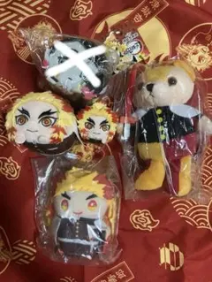 鬼滅の刃 ともぬい　魘夢3個　　煉獄３個　まとめうり 未使用 鬼滅の刃 ともぬい 伍ノ型 全3種セット 煉獄杏寿郎 猗窩