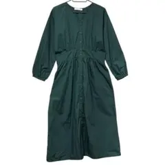 グリーン ロングシャツワンピース