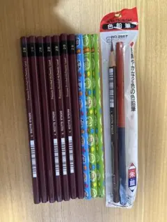 鉛筆12本まとめ売り 2B10本 赤青鉛筆1本 茶色色鉛筆1本 UNI 三菱