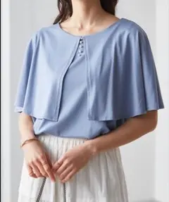 【美品】Ranan ケープ風デザインカットソー（接触冷感）Mサイズのサムネイル