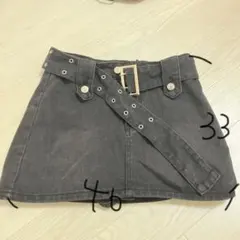 デニム ブラック ミニスカート ベルト付き