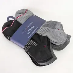 Tommy Hilfiger 踝ソックス靴下 ロゴ 6足セット グレー ブラック
