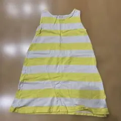 イエローグレー ストライプ ノースリーブワンピース 110cm