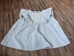 刺繍入りフリル袖チュニック（青）