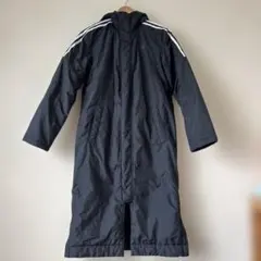 adidas 黒いフード付きベンチコート